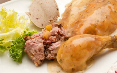 Pollo relleno con puré de castañas