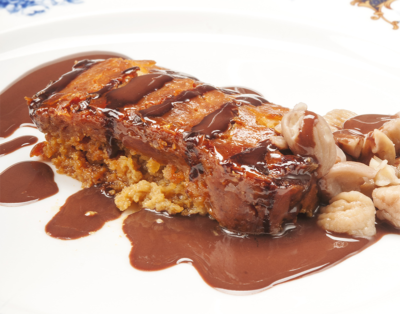 Tarta de castañas con chocolate