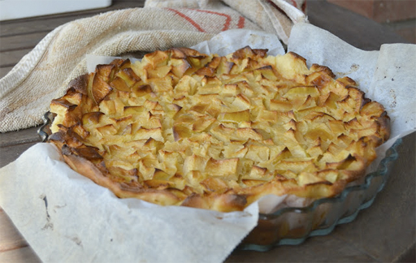 Tarta flan de manzana